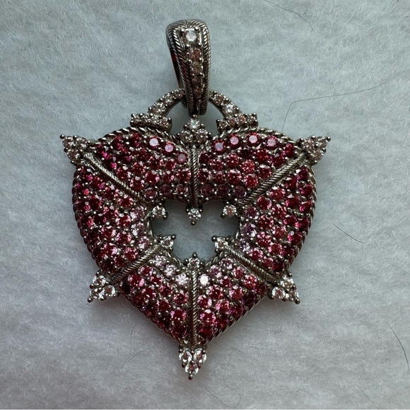 Judith Ripka Pink Diamond 925 Sterling Silver Heart Pendant Necklace NWOT - Picture 10 of 15